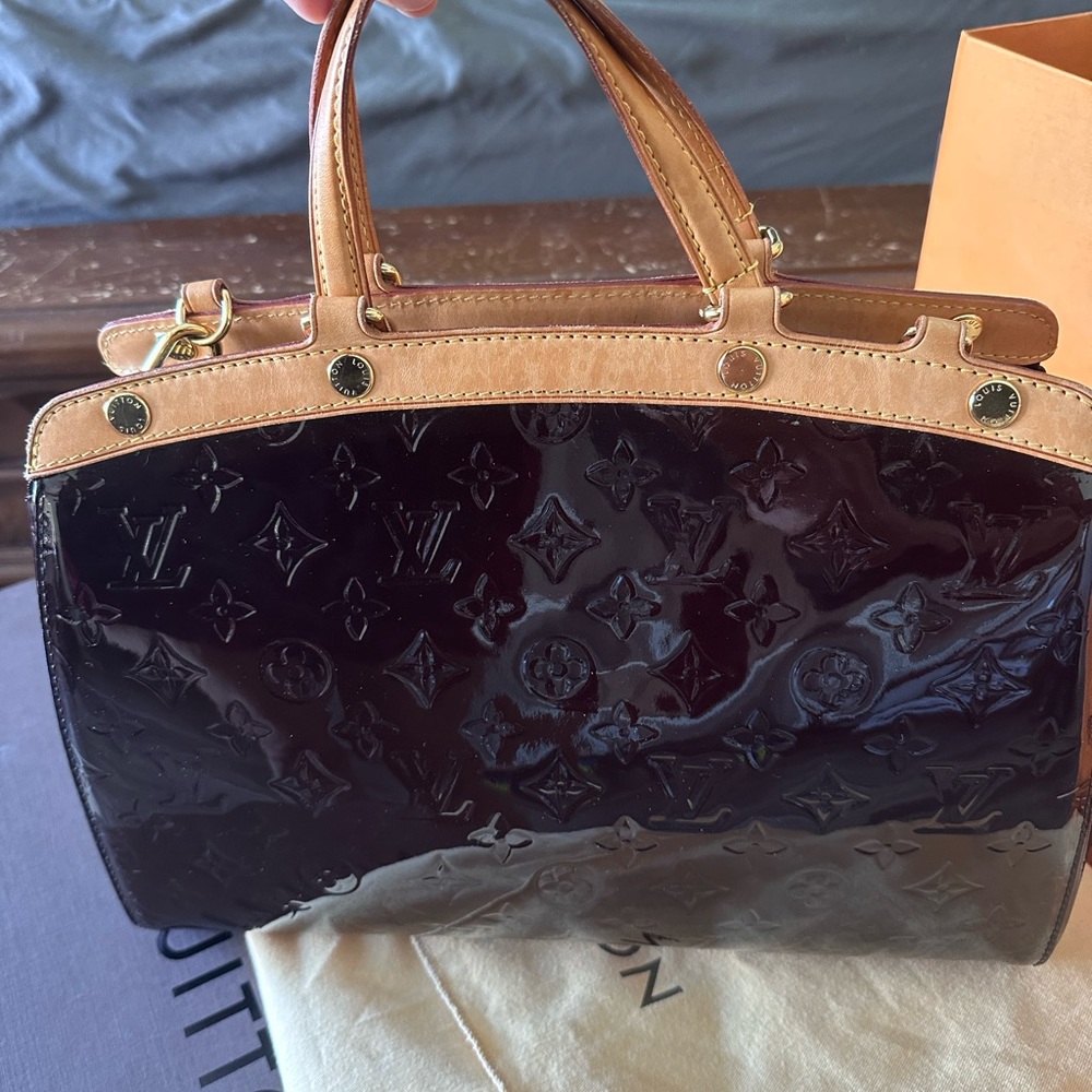 Louis Vuitton patent leather brea MM shouler bag dust bag, box and bag included